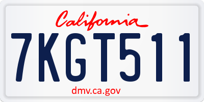 CA license plate 7KGT511
