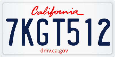CA license plate 7KGT512