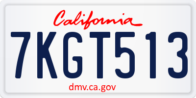 CA license plate 7KGT513