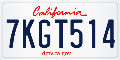 CA license plate 7KGT514