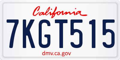 CA license plate 7KGT515