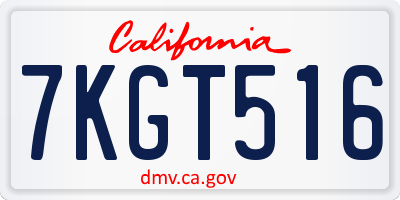CA license plate 7KGT516