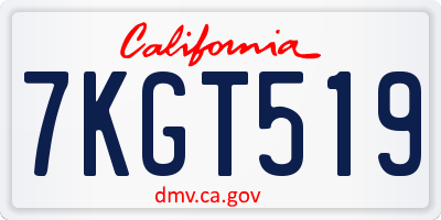 CA license plate 7KGT519