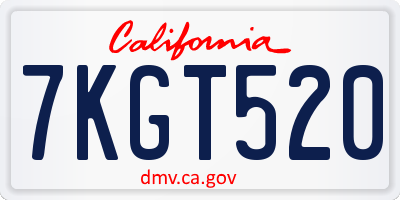 CA license plate 7KGT520