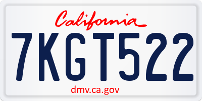 CA license plate 7KGT522