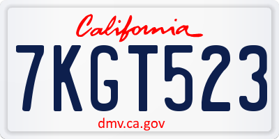 CA license plate 7KGT523