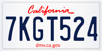 CA license plate 7KGT524