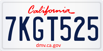 CA license plate 7KGT525
