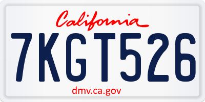 CA license plate 7KGT526