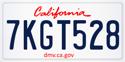 CA license plate 7KGT528