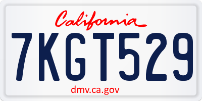 CA license plate 7KGT529