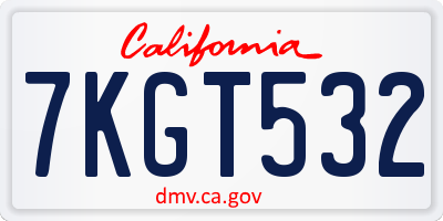 CA license plate 7KGT532