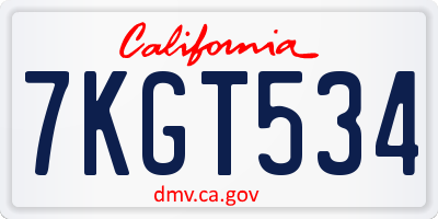 CA license plate 7KGT534