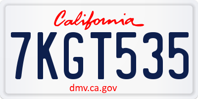 CA license plate 7KGT535