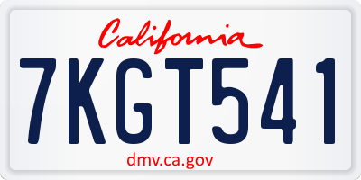 CA license plate 7KGT541