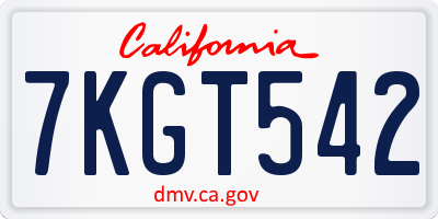 CA license plate 7KGT542