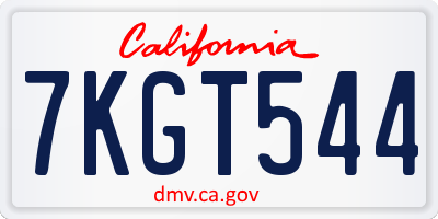 CA license plate 7KGT544