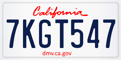 CA license plate 7KGT547