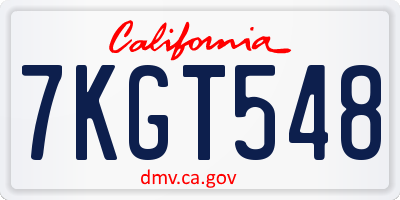 CA license plate 7KGT548