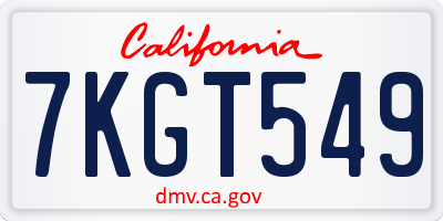 CA license plate 7KGT549