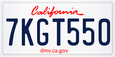 CA license plate 7KGT550