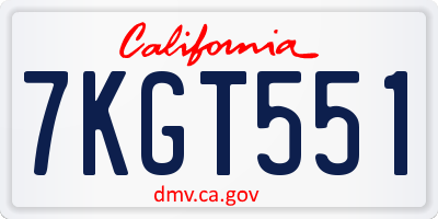 CA license plate 7KGT551