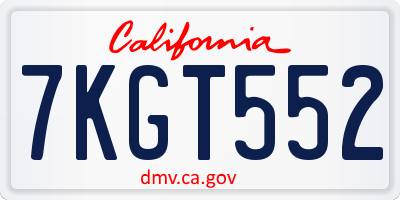 CA license plate 7KGT552