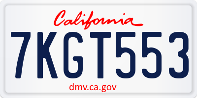 CA license plate 7KGT553