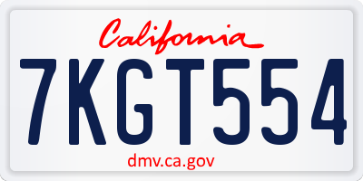 CA license plate 7KGT554