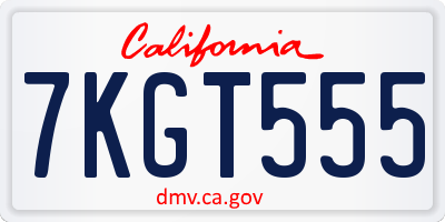 CA license plate 7KGT555