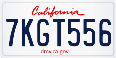 CA license plate 7KGT556