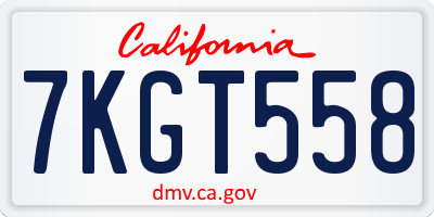 CA license plate 7KGT558