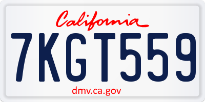 CA license plate 7KGT559