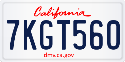 CA license plate 7KGT560