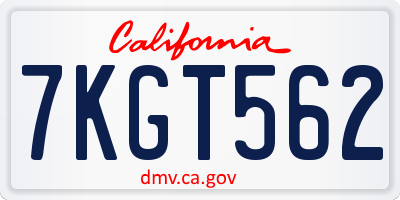 CA license plate 7KGT562