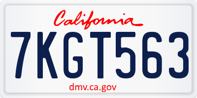 CA license plate 7KGT563