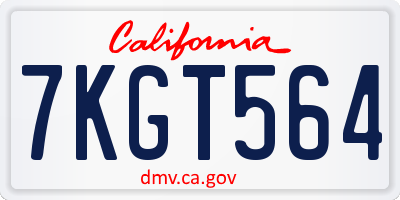 CA license plate 7KGT564