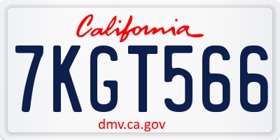 CA license plate 7KGT566