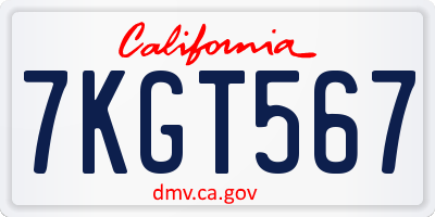 CA license plate 7KGT567