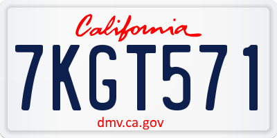 CA license plate 7KGT571