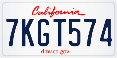 CA license plate 7KGT574