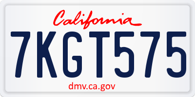 CA license plate 7KGT575
