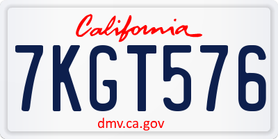 CA license plate 7KGT576