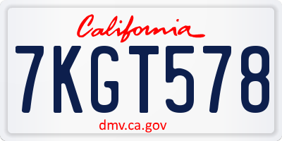 CA license plate 7KGT578