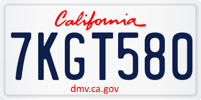 CA license plate 7KGT580