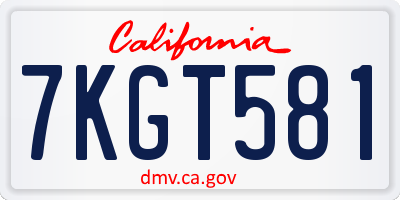 CA license plate 7KGT581