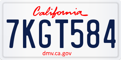 CA license plate 7KGT584
