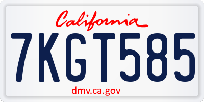 CA license plate 7KGT585