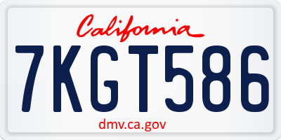 CA license plate 7KGT586