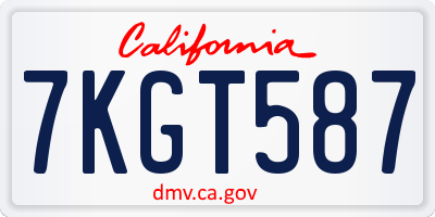 CA license plate 7KGT587